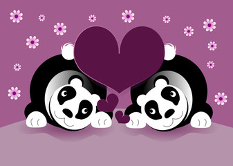 Panda bears in love