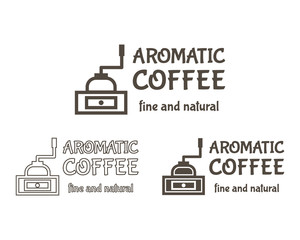 Set of Vector Coffee mill Elements and Cafe Accessories Illustration. Can be used as Logo, Label in restaurant, for infographics, web sites or prints. Premium quality, hipster design