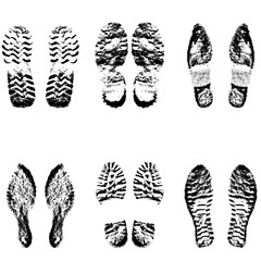 Collection  imprint soles shoes  black  silhouette. Vector illustration