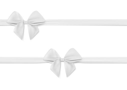 Ribbon with white bow vector.