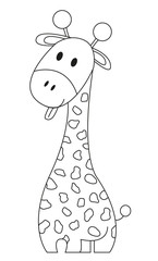 Naklejka premium Coloring book - Funny giraffe with tongue stick out