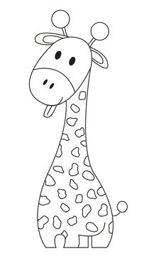 Coloring book - Funny giraffe with tongue stick out