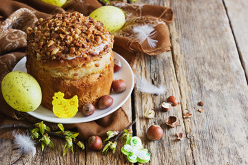 easter cake and holiday decorations