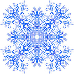 vector watercolor blue leaves ornament