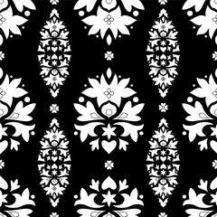 stock vector seamless orient floral pattern, black and white