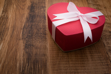 heart-shaped box with ribbon