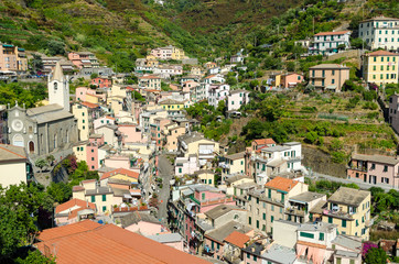 Riomaggiore (Cinque Terre Liguria Italy) at sunset