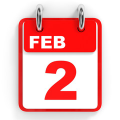 Calendar on white background. 2 February.