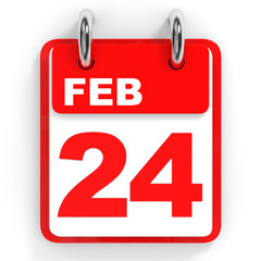 Calendar on white background. 24 February.