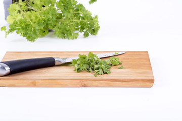 parsley on a chopping board cookery