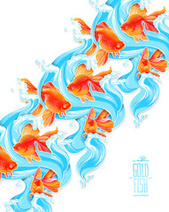 Obraz premium Goldfish illustration artwork line underwater color wildlife