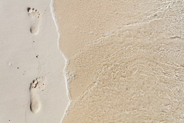 Footprints on tropical beach