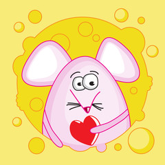 Funny mouse with Valentine inside the cheese