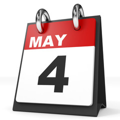 Calendar on white background. 4 May.