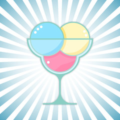 Vector ice-cream on modern outburst background. Bright ice cream dessert design element