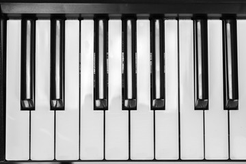 Piano keys viewed from above