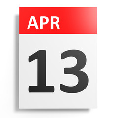 Calendar on white background. 13 April.