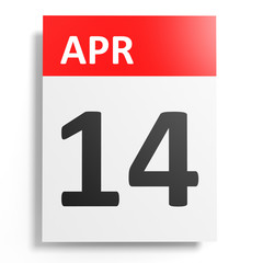 Calendar on white background. 14 April.