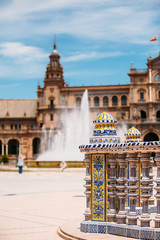 Fototapeta na wymiar Detail of famous landmark - Plaza de Espana in Seville, Andalusi