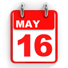 Calendar on white background. 16 May.