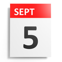 Calendar on white background. 5 September.