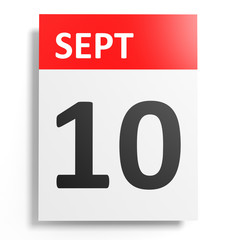 Calendar on white background. 10 September.
