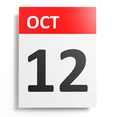Calendar on white background. 12 October.