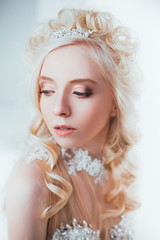 albino woman in wedding dress