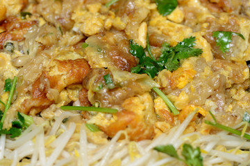 Omelet with bean sprout Thai food