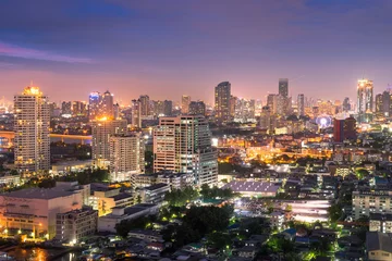 Fototapete Rund Nacht in der Stadt Bangkok © anuchit2012