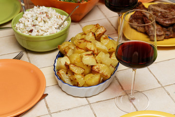 Dish of grilled potatoes