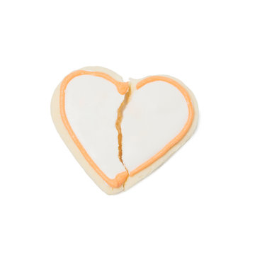 Broken Valentine Cookie Heart Isolated On White