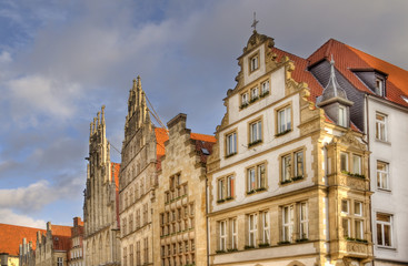 Fototapeta na wymiar Gables of historical buildings in Munster, Germany