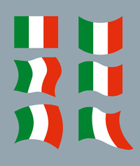 Italy Flag. Developing Italian flag. Set various flags of Italia