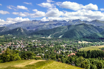 Naklejka na ściany i meble Landscape of Tatra Mountains, view at Zakopane 