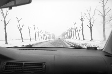 Winter Driving - Winter Road, inside the car