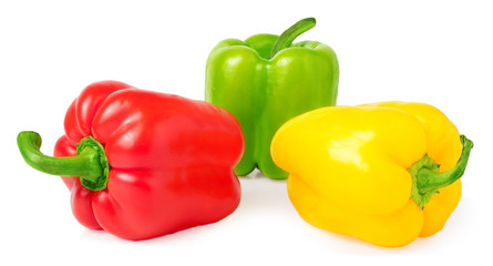 colored paprika isolated on white background