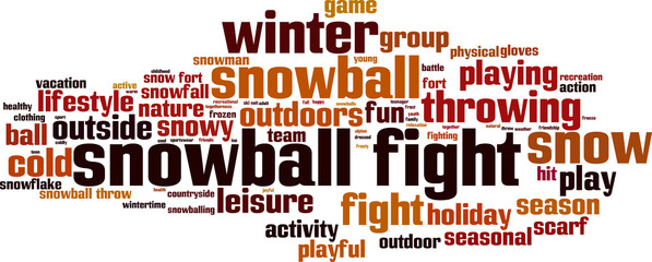 Snowball fight word cloud concept. Vector illustration
