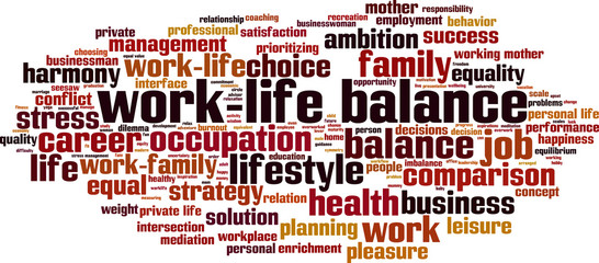 Work-life balance word cloud concept. Vector illustration