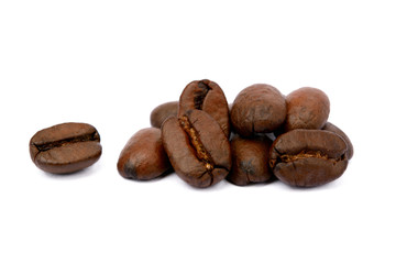 brown beans on white background