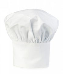 Original cooks cap. Chef's hat close-up isolated on a white background.