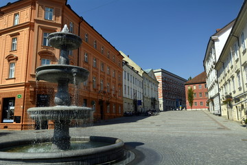Fototapeta na wymiar Liubliana , Eslovenia. Fuente en la plaza Novi