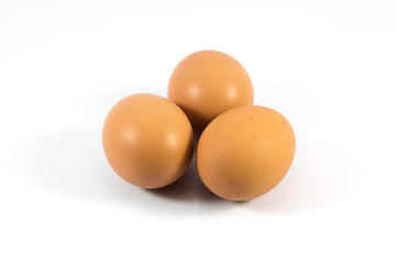 three eggs isolated on white background