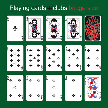 Playing cards. Clubs. Bridge size