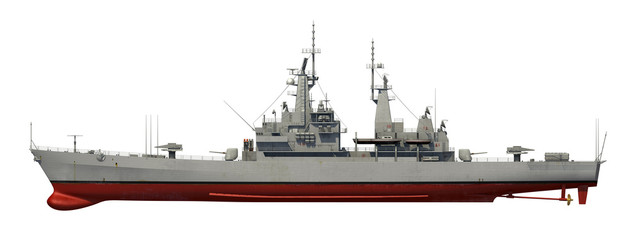 American Modern Warship Over White Background © 3dsculptor