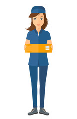 Woman delivering box.