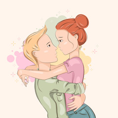 Young Couple in love. Vector