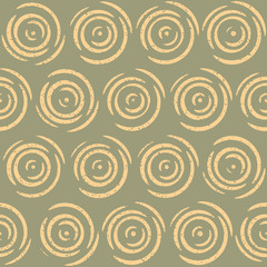 Vector Seamless Hand Drawn Geometric Lines Circular Round Tiles Retro Grungy Pattern