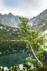 Beautiful view of the lake in the mountains. Tatra, Poland