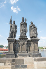 Fototapeta na wymiar Sculptural of St. Norbert, St. Wenceslas and St. Sigismund on Ch